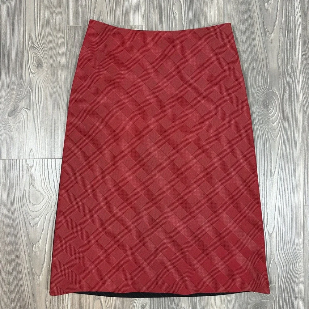 Vero Moda Red Black Plaid Pinstripe Pencil Skirt‎ - SIZE 34 Edgy Grunge Split